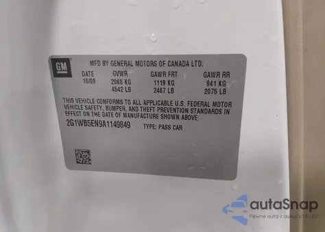 2010 Chevrolet Impala Lt from USA, damaged, VIN 2G1WB5EN9A1149849